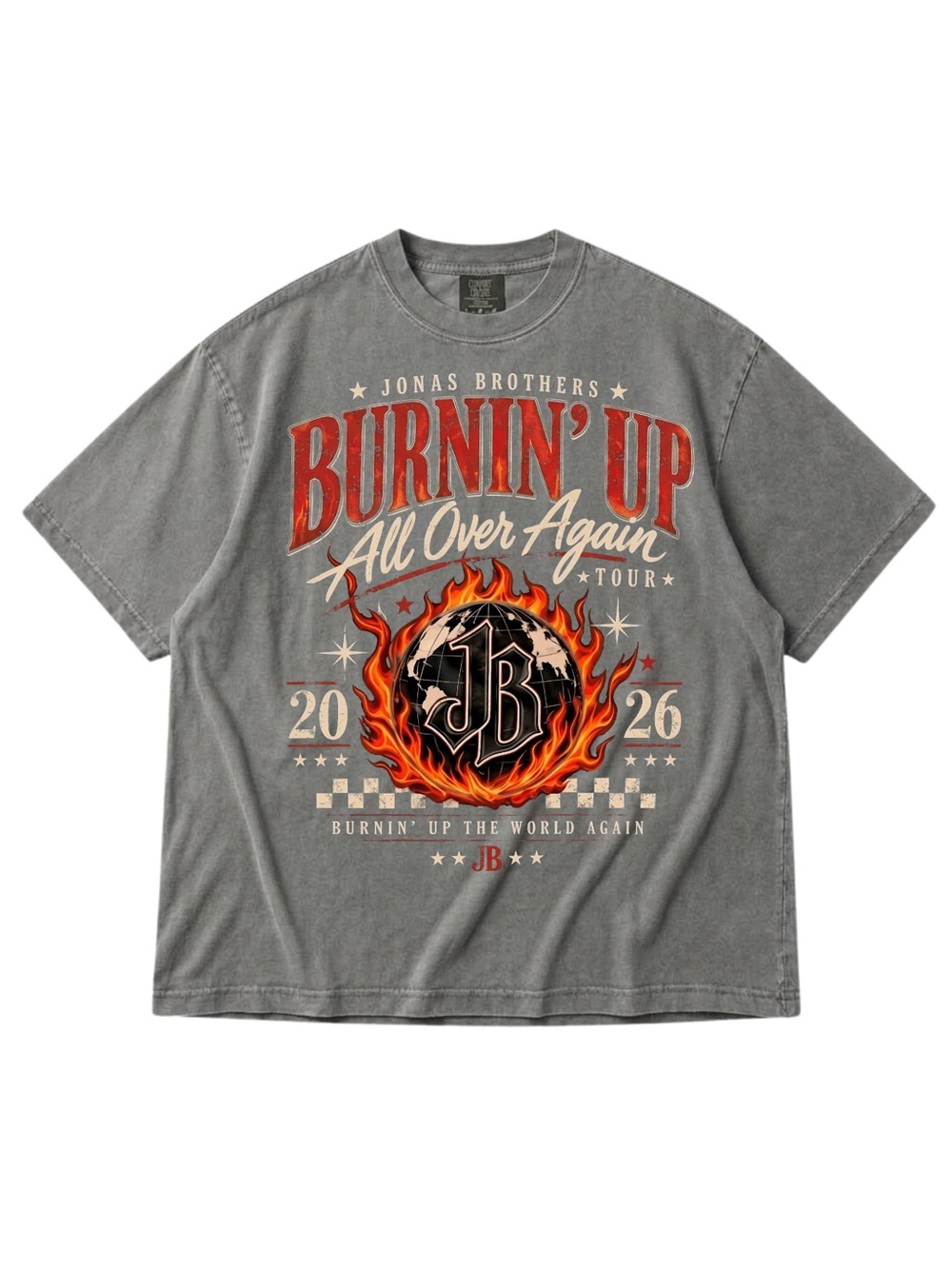 Comfort Colors Pepper "Burnin' Up" Jonas Brothers Tour Tee